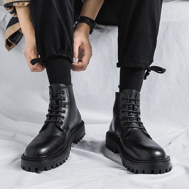 Men High Top Leather Boots Fas - огляд і ціна Men'S Shoes With Height Increase
