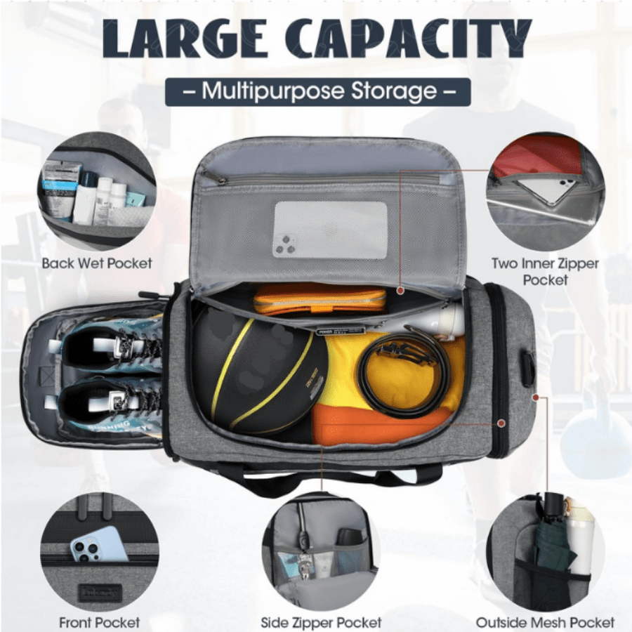 55L Sports Gym Duffel Bag For  - огляд і ціна Men'S Shoes Water Resistant