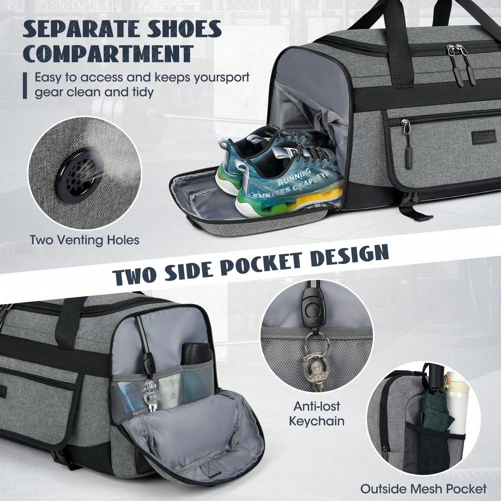 55L Sports Gym Duffel Bag For  - огляд і ціна Men'S Shoes Water Resistant