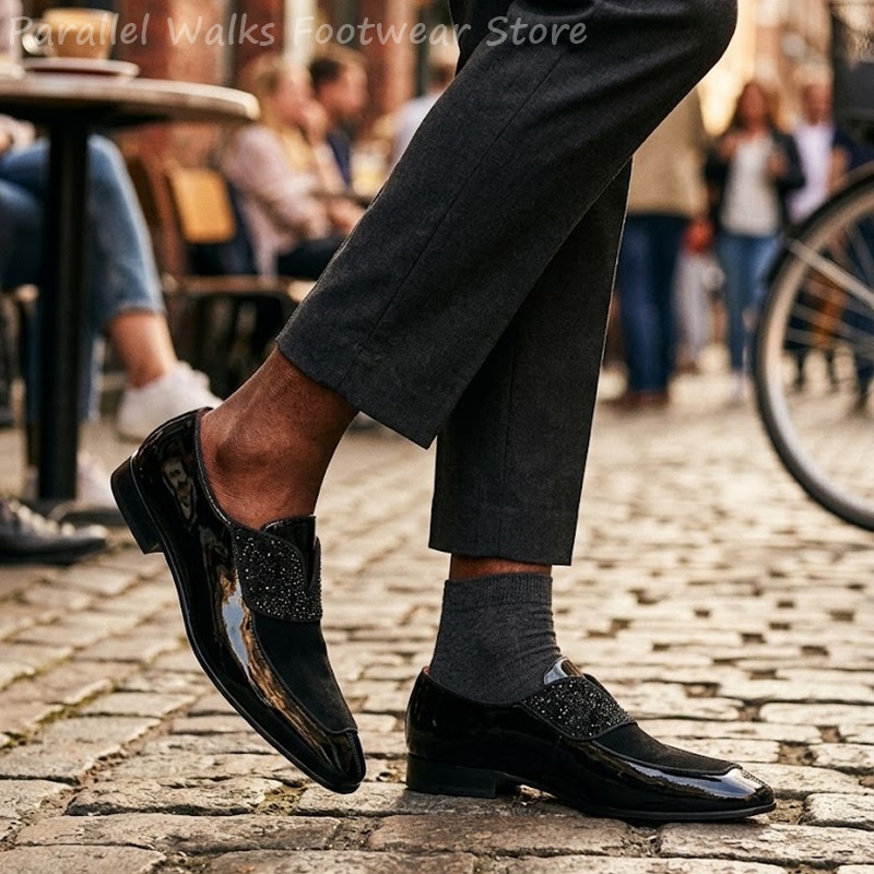 Men Black Patent Faux Suede Rh - огляд і ціна Men'S Shoes Smart