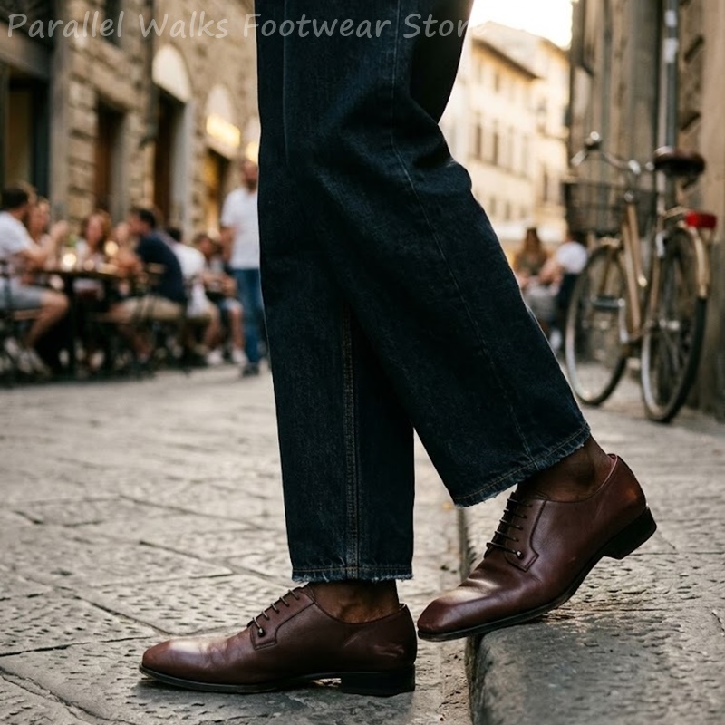Mens Dark Brown Leather Derby  - огляд і ціна Men'S Shoes Smart