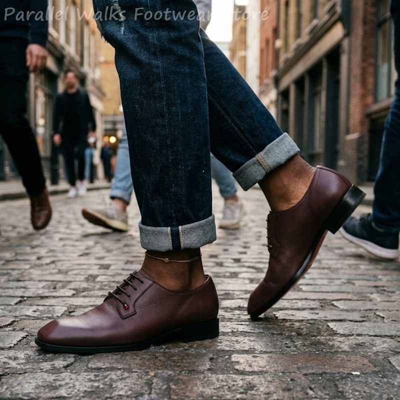 Mens Dark Brown Leather Derby  - огляд і ціна Men'S Shoes Smart